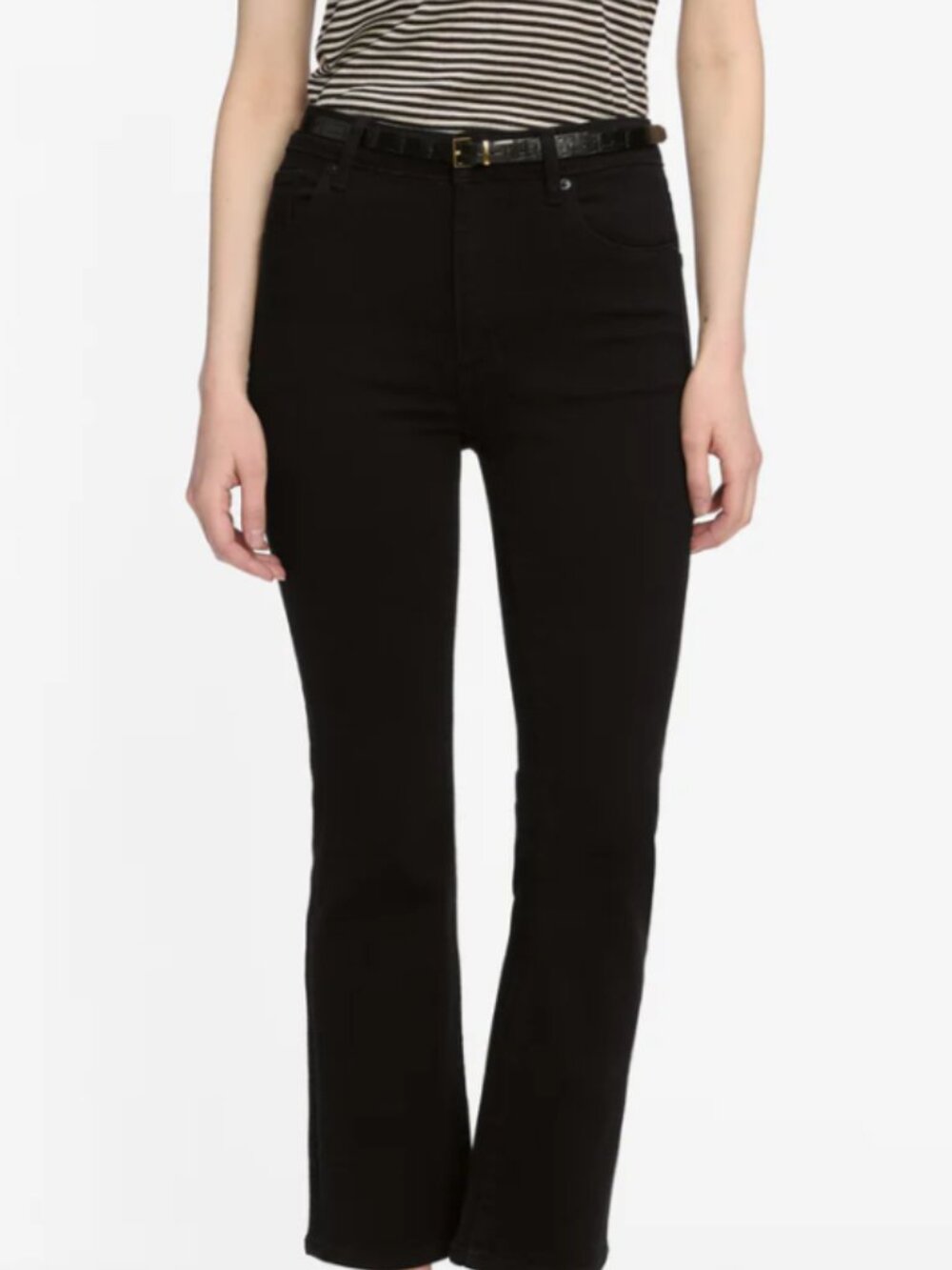 FRAME-The Reboot Crop: Black Flare Jeans Women’s Size 25 Raw Hem